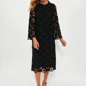 Tuckernuck Noir Eyelet Hutton Midi Dress-Black-Women’s M & XL-Classic-Formal-NEW